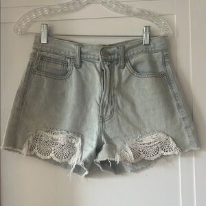 American Eagle High Rise Jean Shorts with Lace Trim